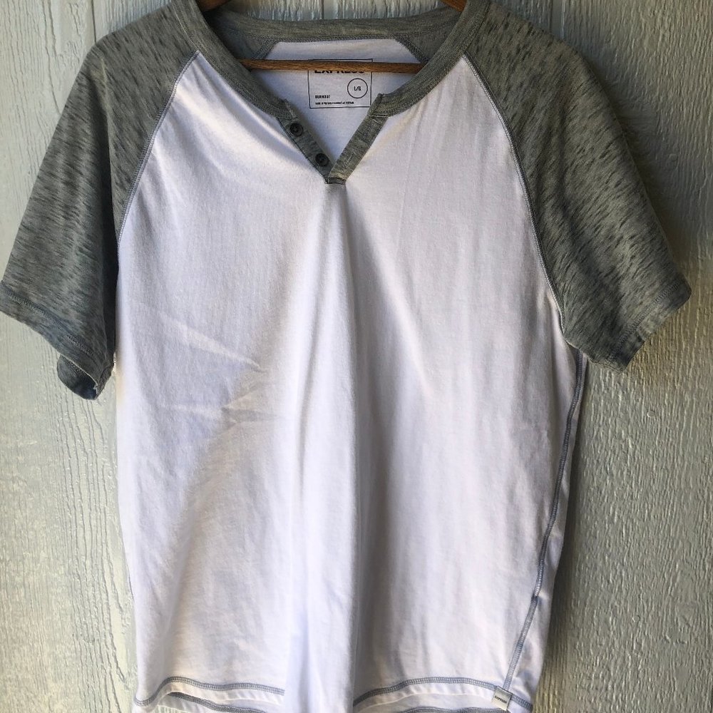 Express Men Short Sleeve Gray/White Baseball Tee